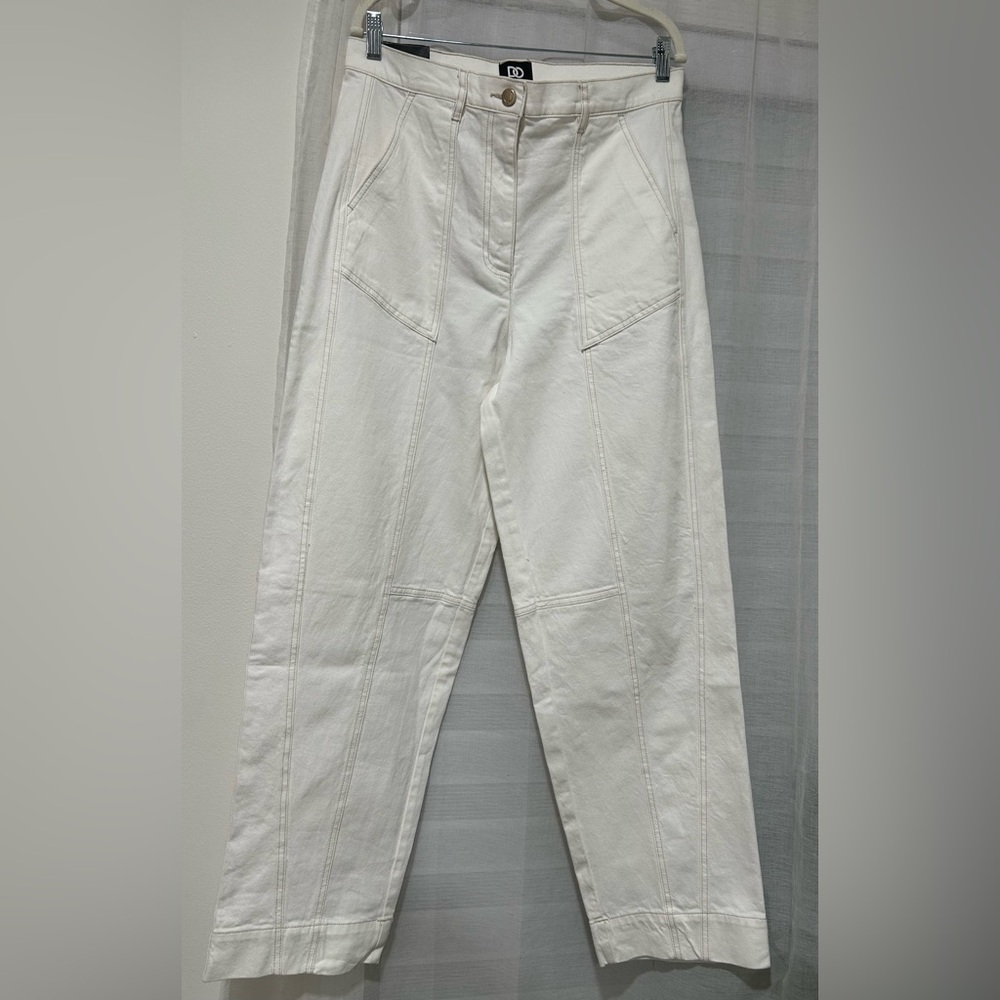 NWT-DO Dee Ocieppo White Wide Leg Pants High Rise Size 10